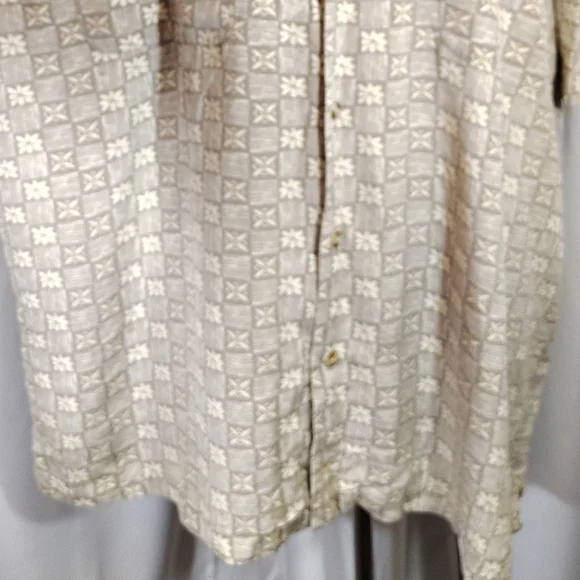 Visitor Silk Button-Down Shirt, Collar, Pocket, Beige-Ivory Design, Lghtwght, 2X - Picture 9 of 10